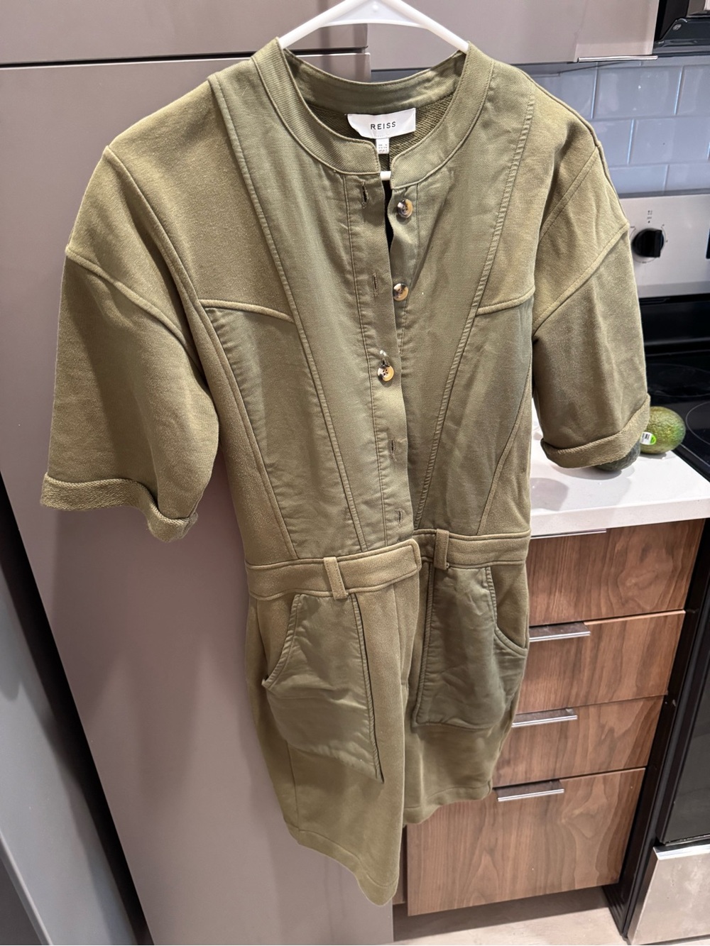 REISS Olive Utility Belted Short Sleeve dress super cute!